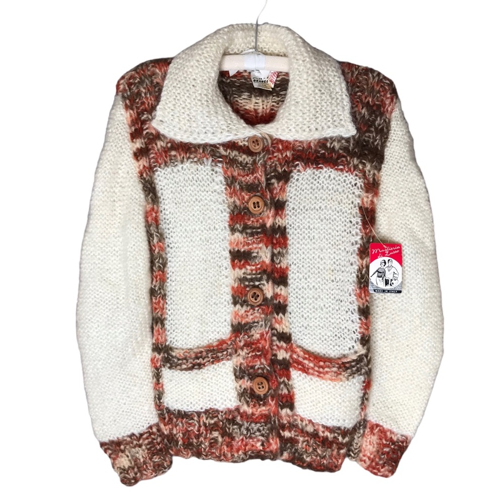 Medium Vintage Deadstock NWT Retro Sweater Cardigan Knit Button Up Collared